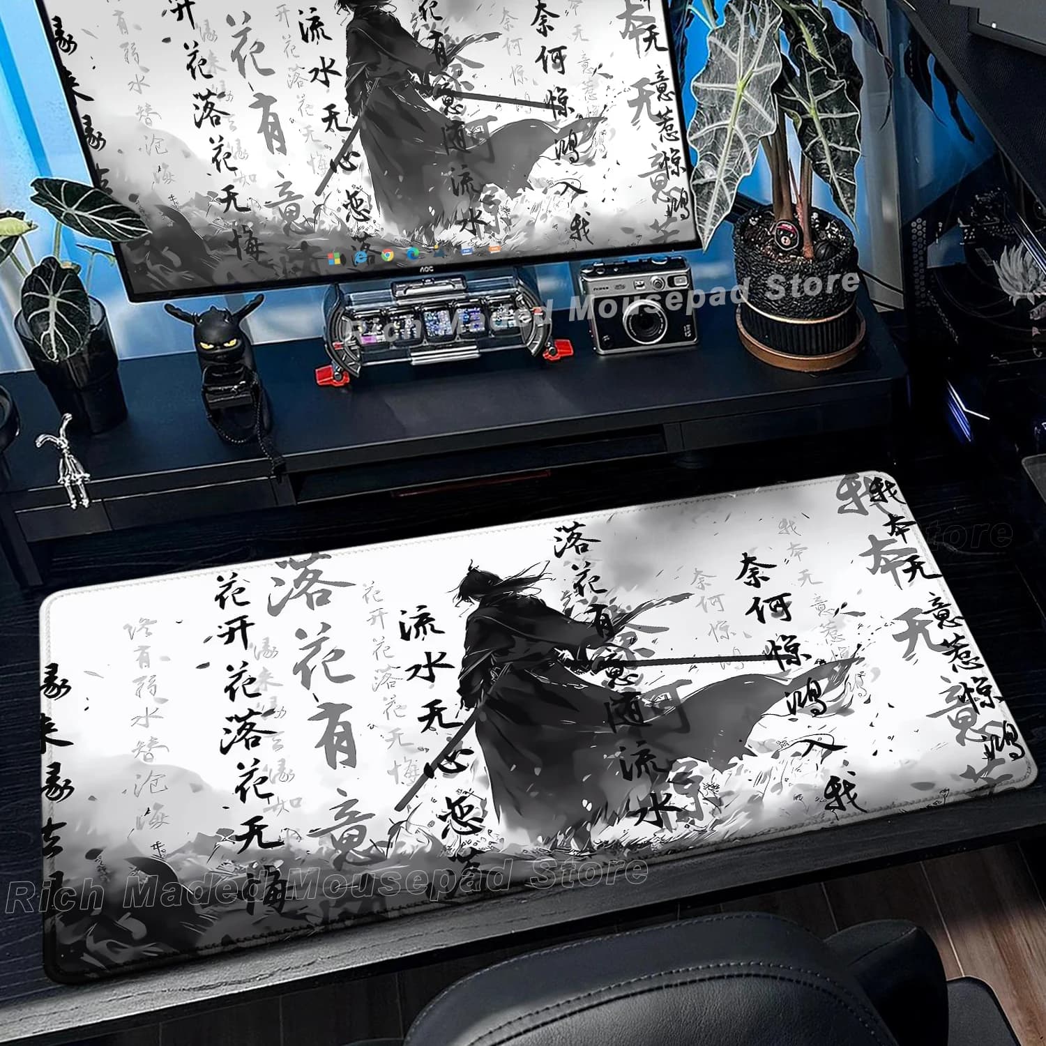 Giapponese Sakura Samurai Nero Mouse Pad Computer Gamer Tappetino da tavolo Scrivania PC Mousepad 900x400 Gaming Computer Zerbino Accessori per laptop