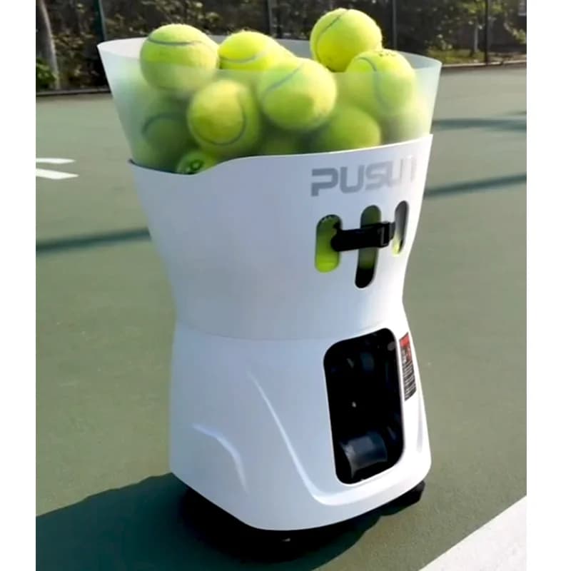 Tennis Ball Machine, PUSUN PT-Mini Pro for Beginners, 65+balls, 60km/h, Built-in Battery, mini Design