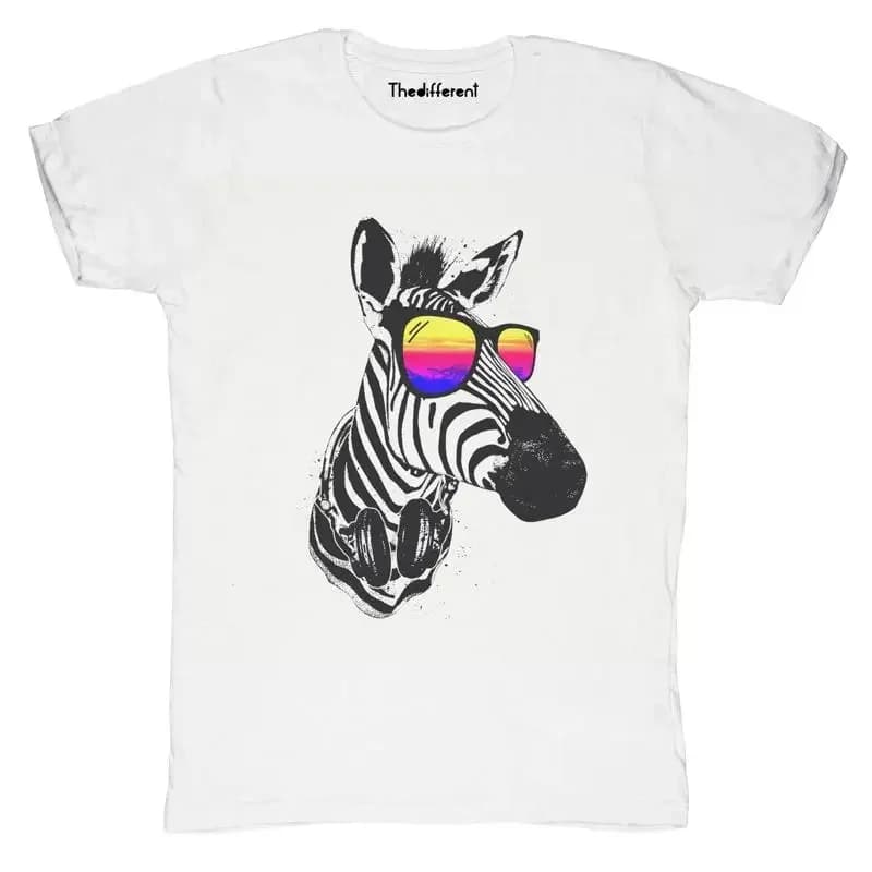 Nuova T-Shirt Fiammata Uomo Zebra Fashion Occhiali Idea Regalo