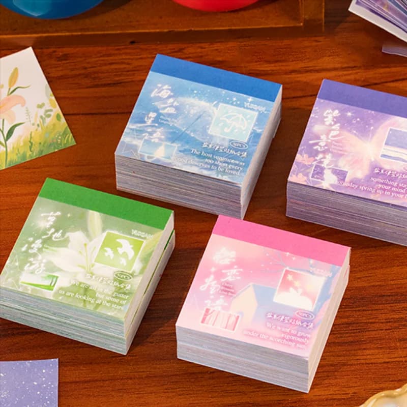 Mr. Paper 4 confezioni di adesivi per promemoria dell'isola galleggiante, 50 fogli di blocco note Kawaii per diario, album di ritagli, pianificatore, decorazioni per album
