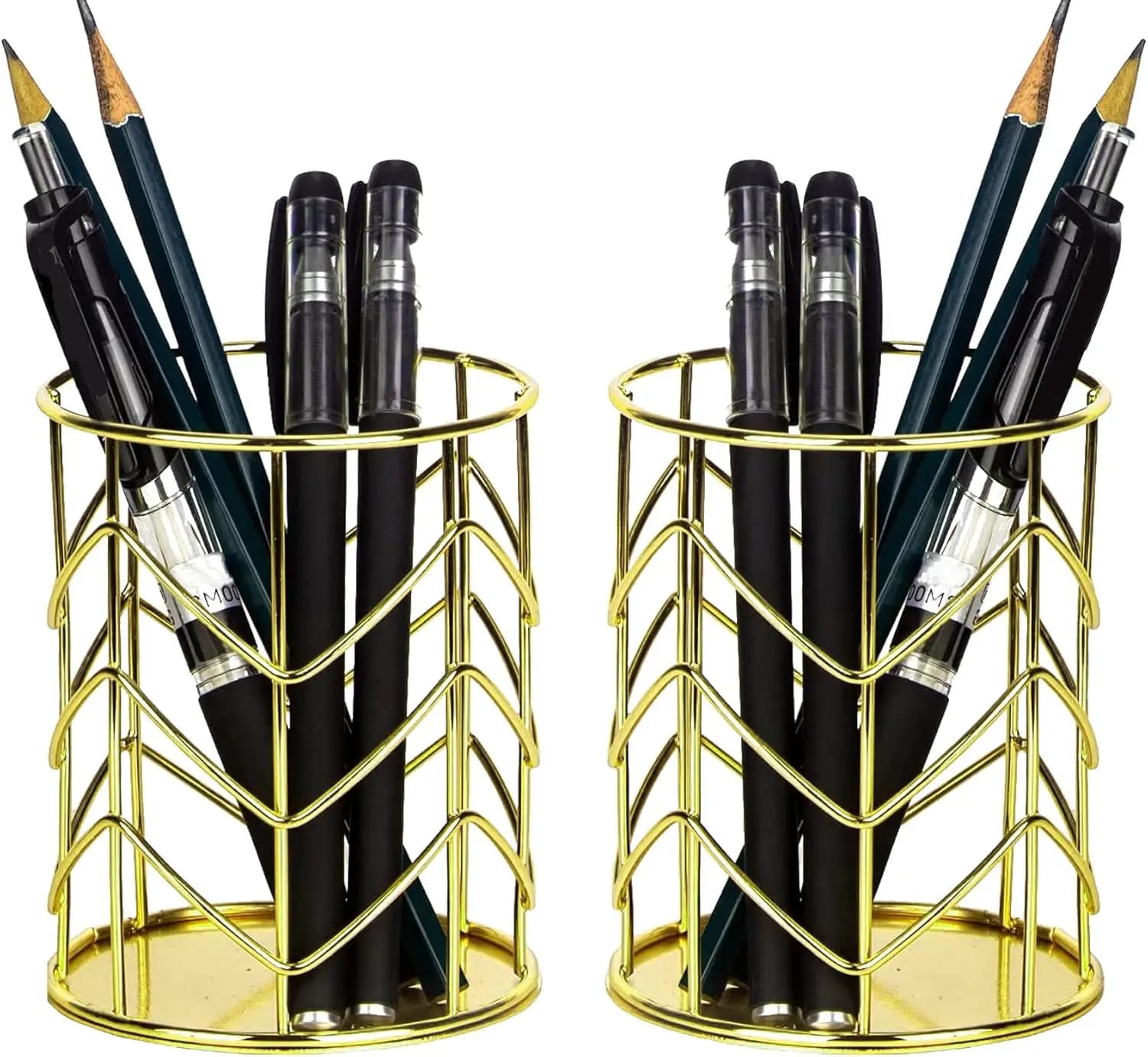 Portapenne in rete metallica dorata, porta pennelli per trucco, organizer per penne, accessori per scrivania e ufficio.