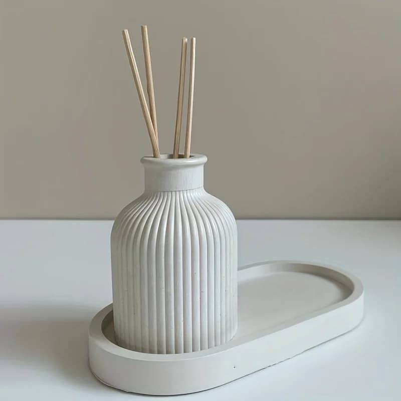 Stampi in Silicone per Gioielli in Resina, Set da 2 Pezzi - Stampo per Vassoio Ovale + Stampo in Silicone per Vaso a Strisce, Stampo Semplice Fai-da-Te per Vaso in Cemento e Gesso