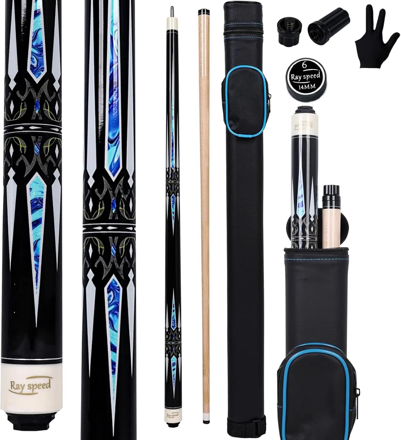 Set Professionale di Stecche da Biliardo con Custodia Rigida, 58 Pollici, 2 Pezzi, 19/20oz, in Legno Duro di Acero Canadese