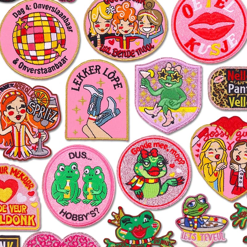Nuova serie rosa fai da te olandese Oeteldonk emblema toppe ricamate termoadesive per abbigliamento toppa rana carnevale olandese