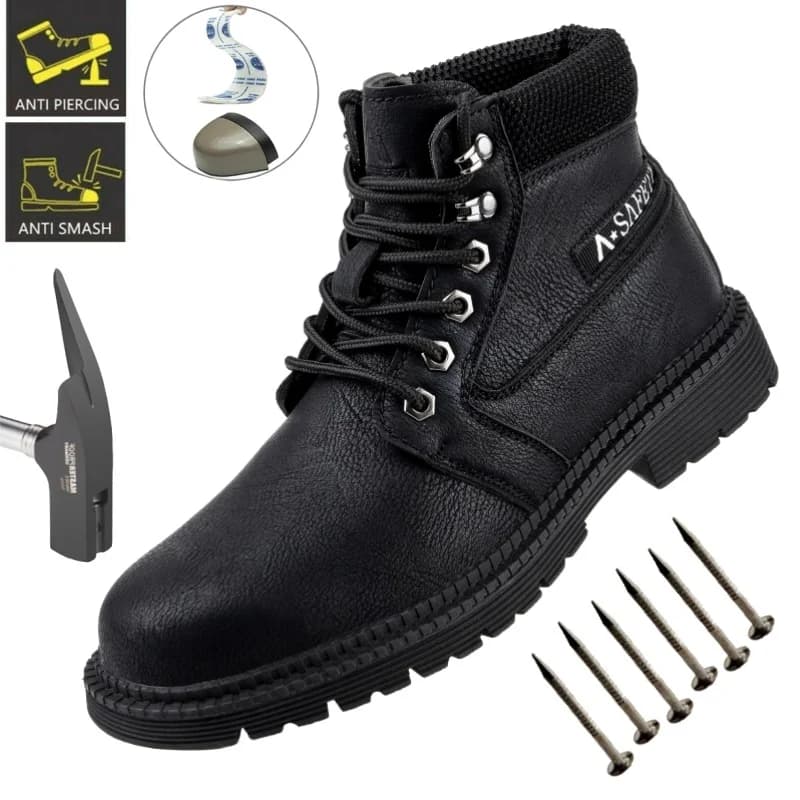 Stivali da uomo Stivaletti in pelle da esterno Stivali casual alti Stivali da lavoro maschili firmati Stivali classici con punta in acciaio fatti a mano