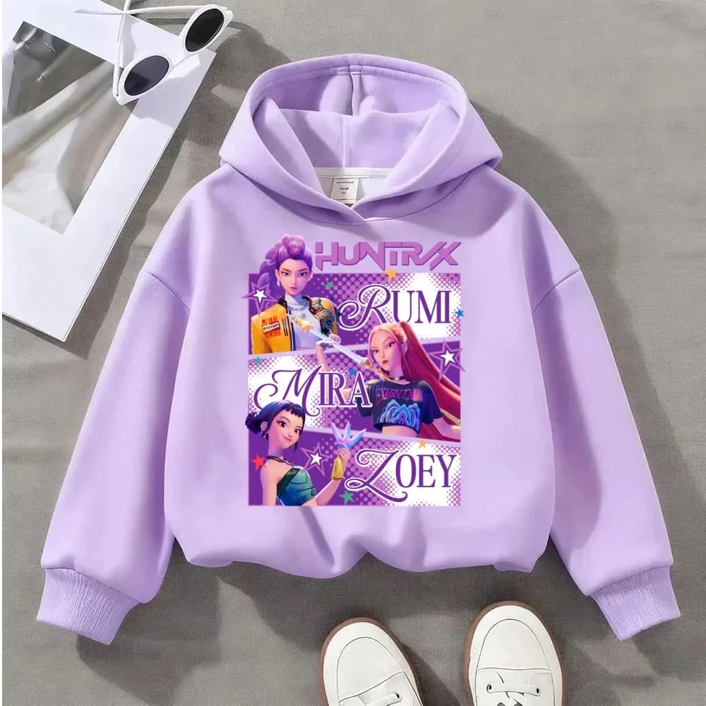 2025 KPop Demon Hunters Hoodie Fashion Rumi Sweatshirt Pullover Cute Long Sleeve Autumn Boys Girls Cartoon Y2K Hoody Sportswear