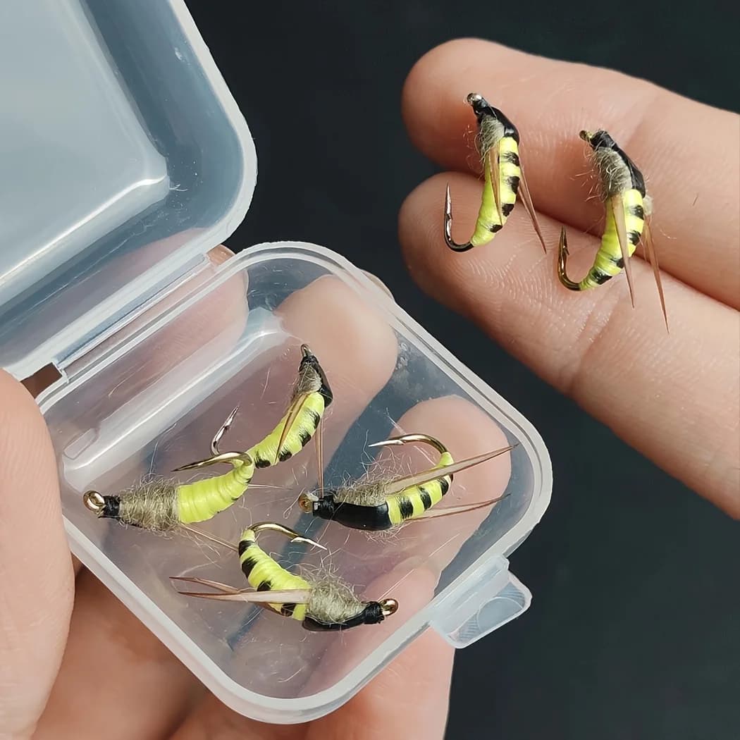 4/8 pezzi- mosche artificiali per la pesca a mosca richiamo giallo falena esca da pesca per carpa salmone trota acqua dolce acqua salata mosche secche pesca