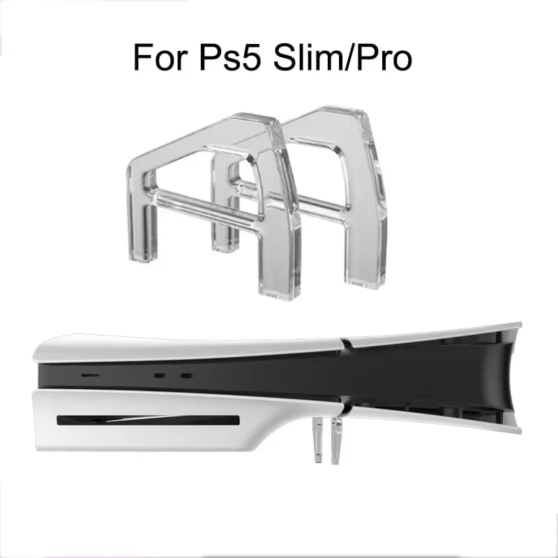 Supporto orizzontale da 2 pezzi per PS5 Slim / Pro Supporto base triangolare in acrilico trasparente Supporto di stoccaggio per accessori PS5 Slim