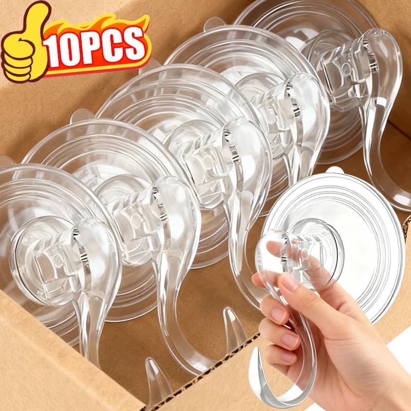 10/2PCS Ganci a ventosa trasparenti Heavy Duty Ghirlanda di Natale Supporti per appendere Gancio per vuoto rimovibile Cucina Bagno Rack di stoccaggio
