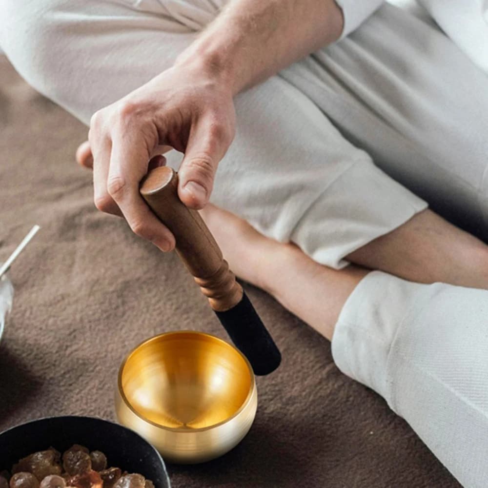 New Brass Buddha Sound Bowl Chanting Leather Stick Nepalese Mantra Bowl Meditation Handicraft Singing Bowl