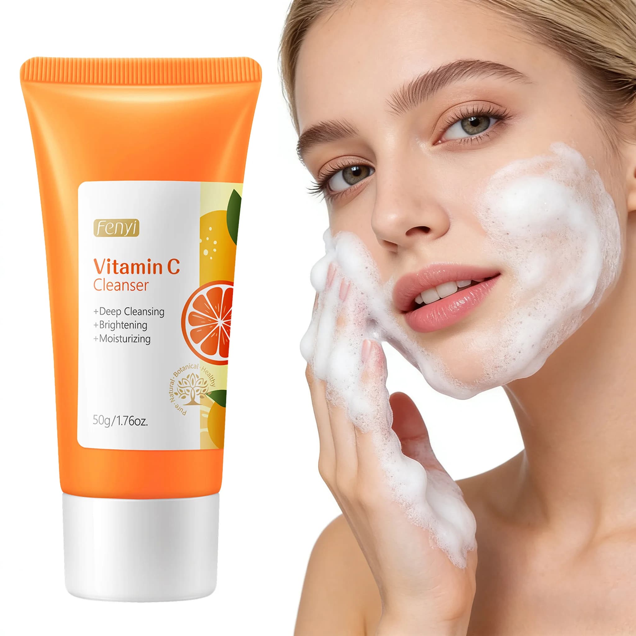 Japanese Cherry Blossom or Vitamin C Facial Cleanser Skin Cleansing Moisturizing Blackhead Remove Skincare Face Wash Foam Face