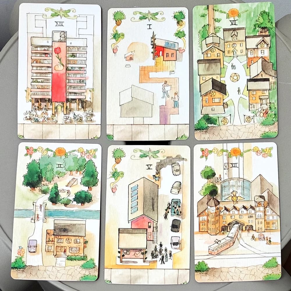 The Housing Tarot Deck 10.3*6cm – 78 Unique Watercolor Architecture & Community-Themed Tarot Cards Architectural & Urban Design