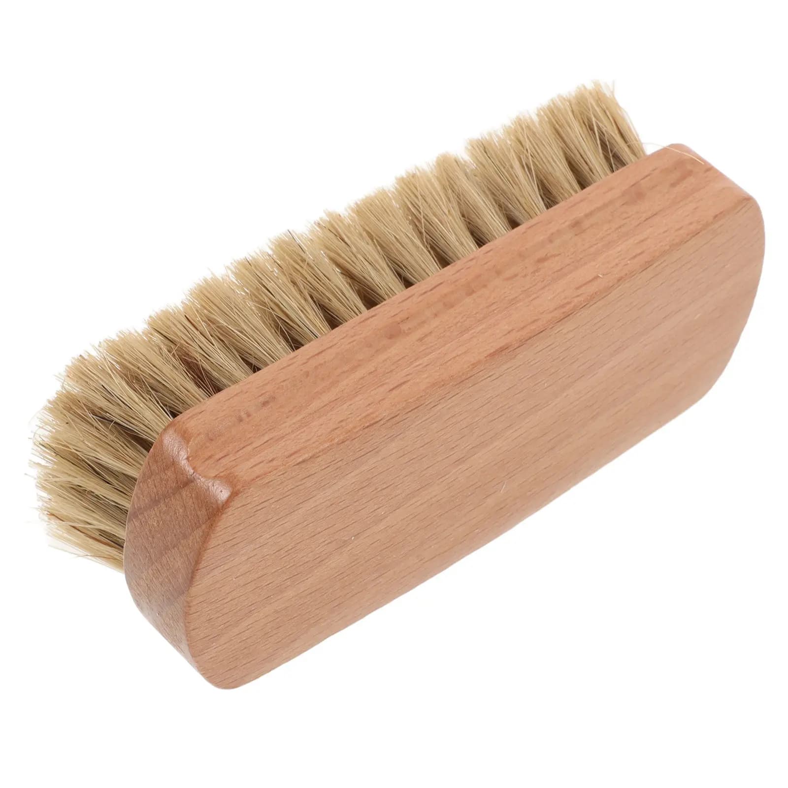Spazzola per Lucidatura di Stivali e Scarpe con Setole Naturali, Manico in Legno, Leggera e Portatile per Lucidare Stivali in Vinile e Scarpe
