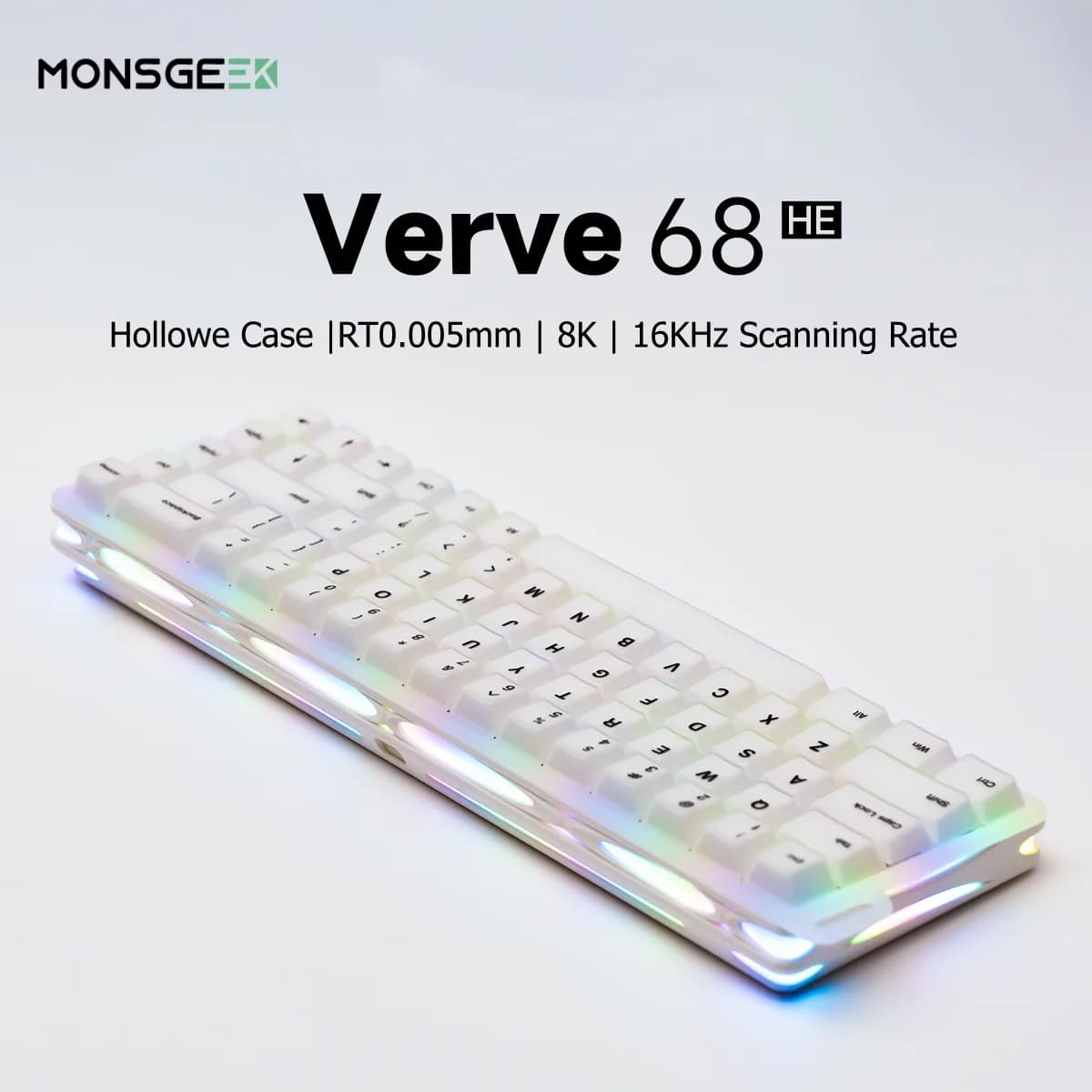 Tastiera Meccanica da Gaming Personalizzabile AKKO X MonsGeek Verve 68 HE, Layout 65%, RGB, Switch Magnetici RT0.005mm, Polling Rate 8K