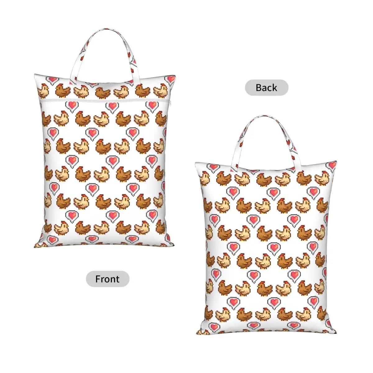 Stardew Valley Chicken Lov Travel Laundry Bag Waterproof Reusable Dirty Clothes Pouch Gym Yoga Vacation Washing Basket