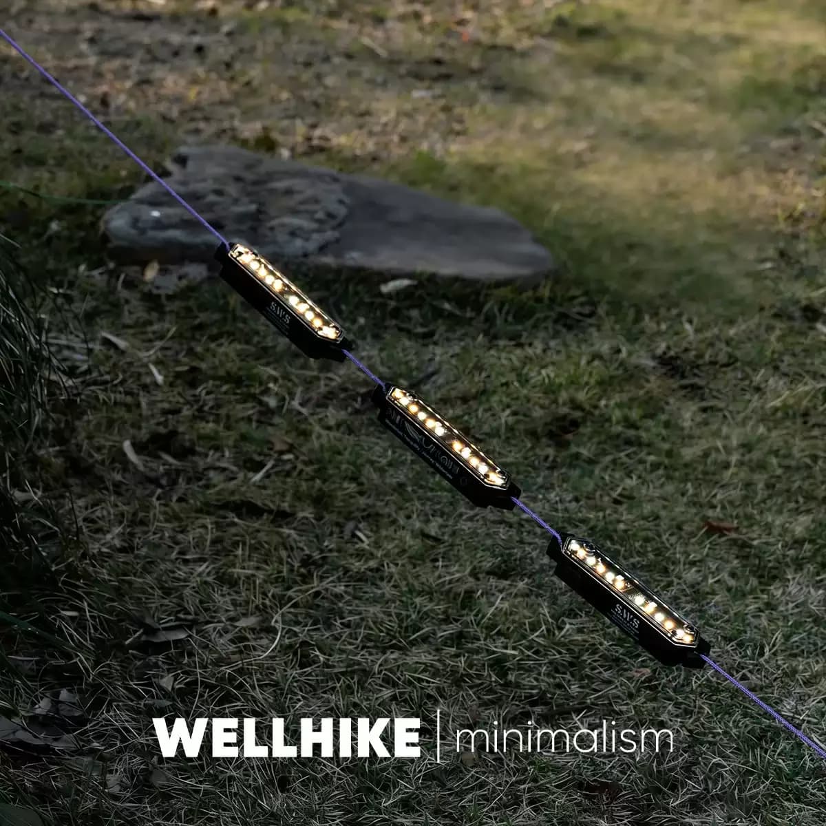 WELLHIKE SWS Magnetic Rope Light for Camping Tent Guyline – LED String Light with Stake Ambient Decor & Warning Light