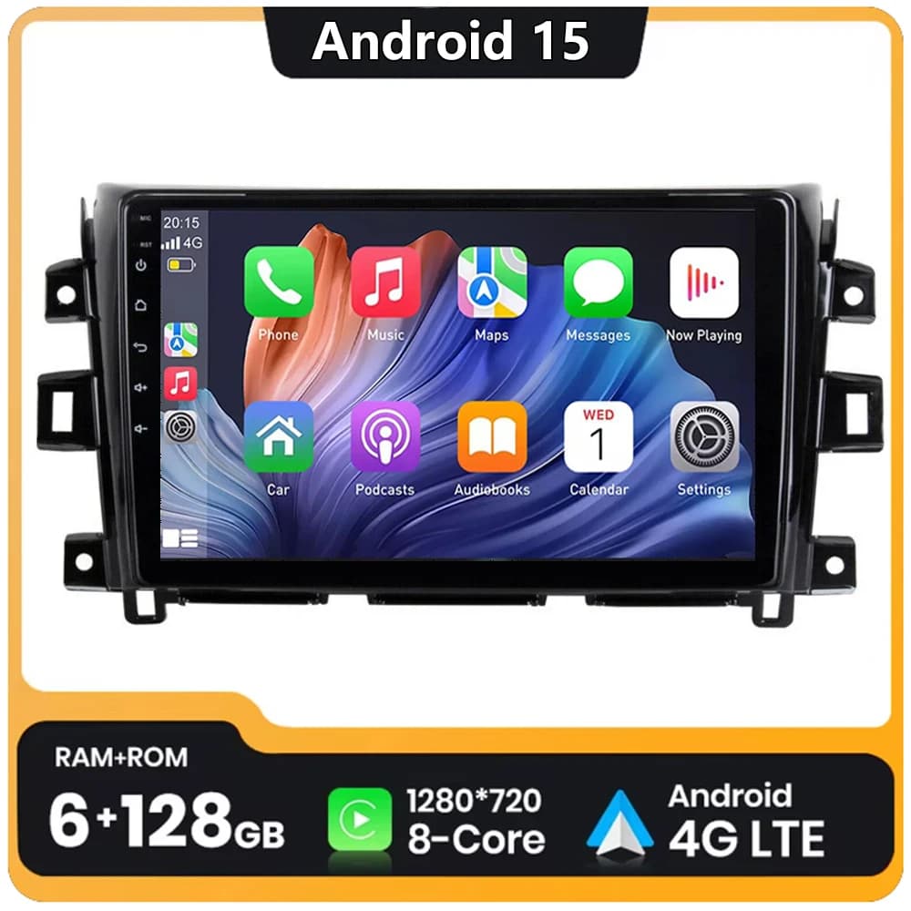 Autoradio Android 15 con Carplay per Nissan NAVARA Frontier NP300 2011-2018, Lettore Multimediale Stereo con GPS, Telecamera AHD e Audio