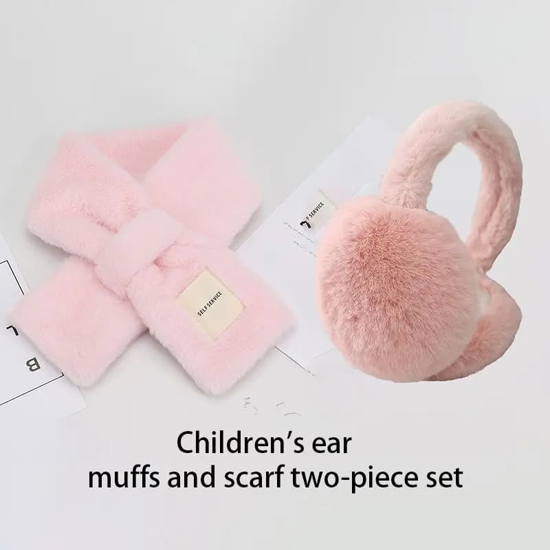 Versione per bambini Set caldo invernale Sciarpa d'imitazione di capelli di coniglio soffice e alla moda, sciarpe per l'acquisto e ricevono le cuffie come regalo