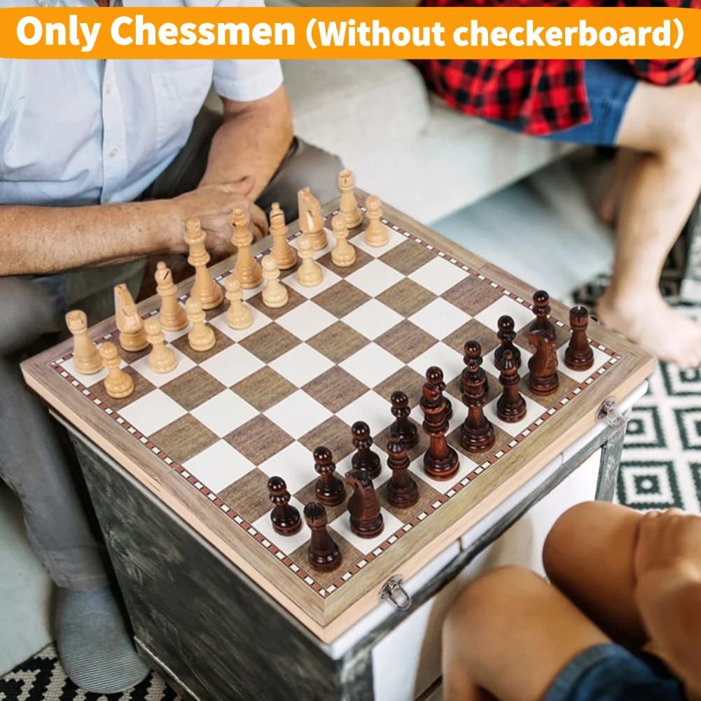Wooden Chess Game Pawns Standard Tournamen Staunton 32PCS Figurine Pieces Chess Pieces Only for Chess Board Game