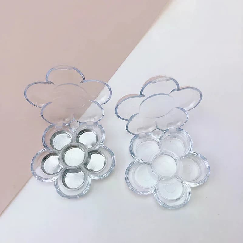 Custodia vuota per ombretti da 6 spazi, scatola per palette per trucco, contenitore rotondo per correttore cremoso, lucernario in plastica, coperchio trasparente, padella in alluminio