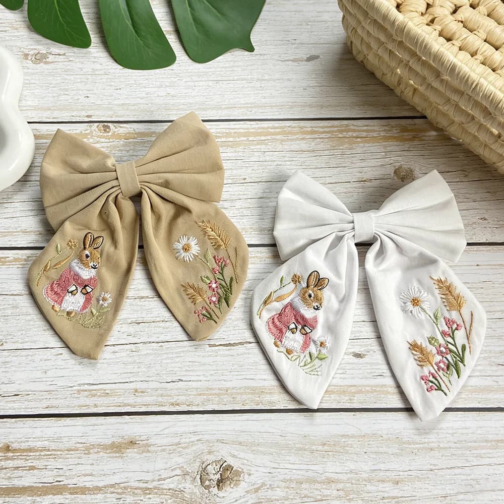 1pc Rabbit embroidered butterfly hair clip, a fashionable hair accessory suitable for daily hairstyles and holiday gifts