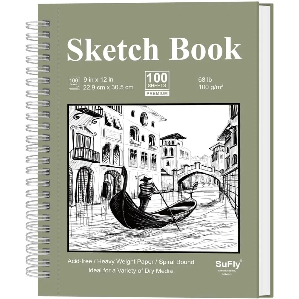 9 x 12 Sketchbook, 68lb/100gsm Sketch Pad 100 Sheets Spiral Bound Acid Free Drawing Paper with Hard Cover Art Paper for Drawing and Painting for Graphite Pencil, Charcoal, Pastels, for Kids & Adults