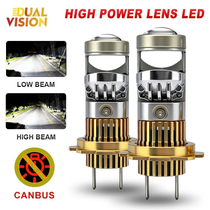Lente Proiettore LED Dualvision H7 H4 H8 H11 9005 HB3 9006 HB4 9012, Faro LED Canbus 60000LM Abbaglianti/Anabbaglianti, Mini Lampada 12V 6000K
