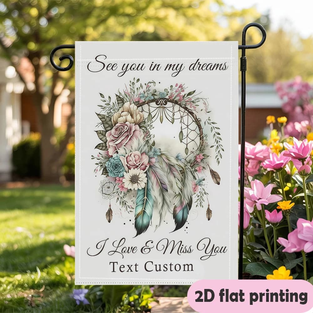 Custom Garden Flag, Custom Text Floral Dreamcatcher Memorial,garden decoration Outdoor Memorial Decor