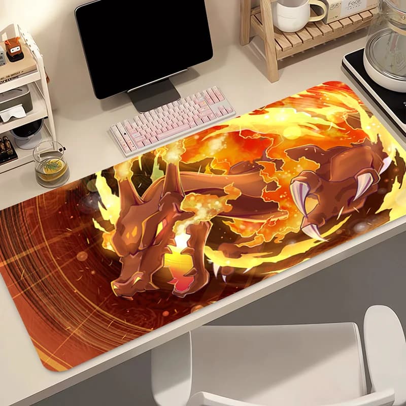 Mouse Mat Anime 90x40cm Pokemon Charizard Game Accessories for Gamer Keyboard Mat Varmilo Rubber Computer Mat Mouse Mat