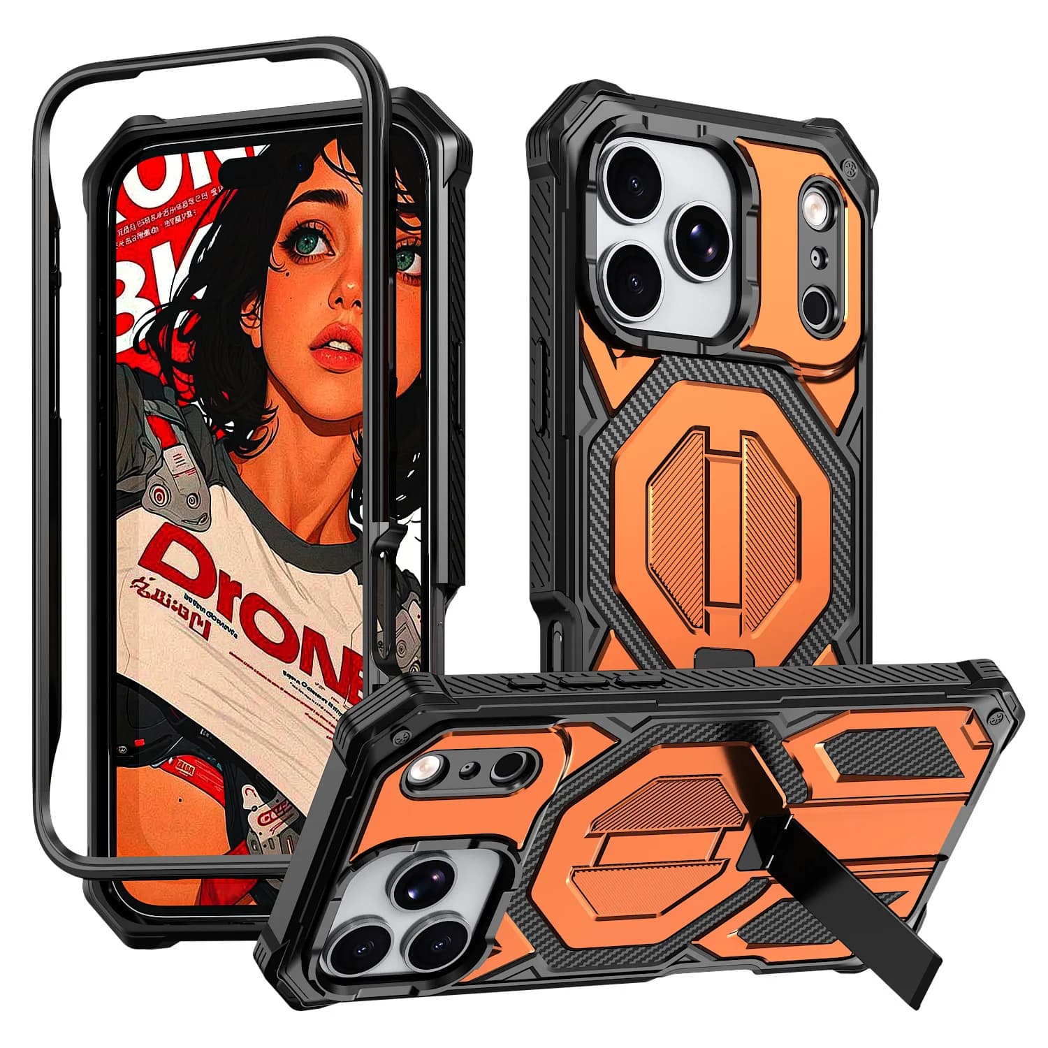 Magnetic Military Armor Phone Case for IPhone Air 17 16 E 15 13 12 Pro Max 14 Plus 17E 16E Magsafe Mac Safe Metal Stand Cover