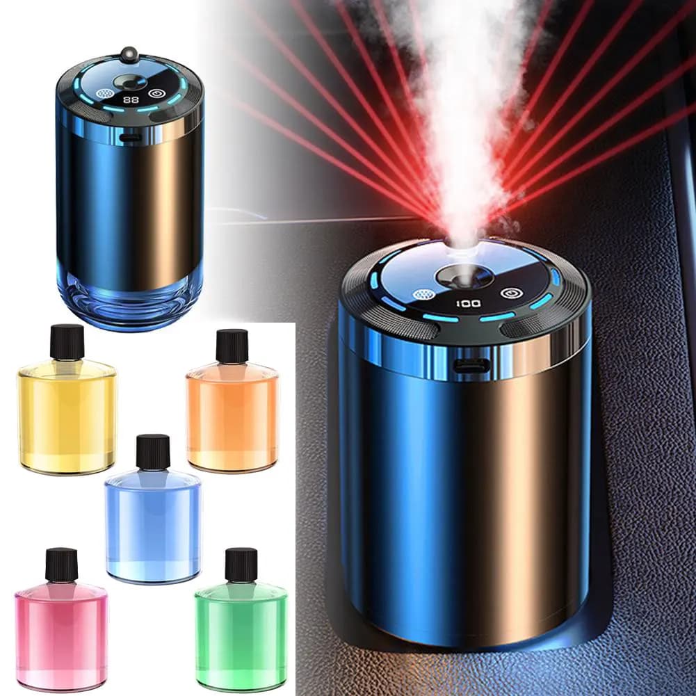 Car Diffuser Humidifier 5 Perfume Air Odor Eliminator for Car Universal Car Diffuser Long-Term Digital Display Humidifier for Car Flavors