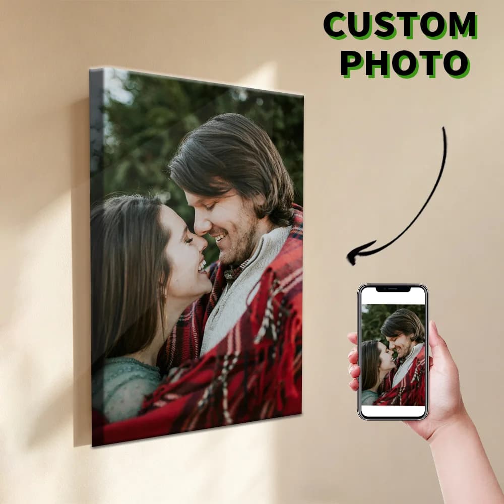 1 pezzo di foto personalizzate su tela con cornice in legno fai-da-te o poster senza cornice, foto personalizzate per la persona amata, la famiglia, gli amici.