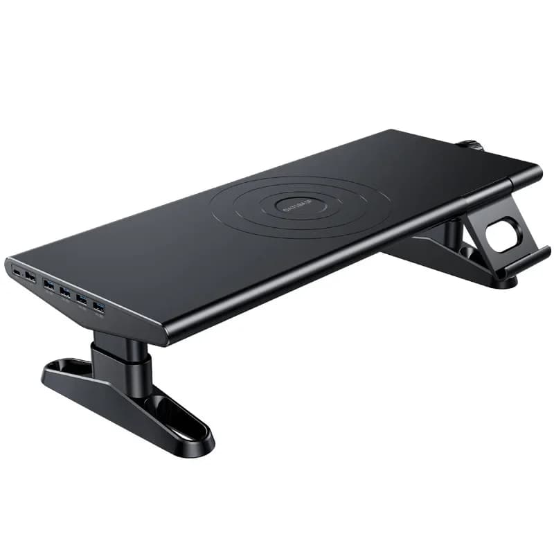 Ricarica rapida per cellulari con docking station, sollevabile per monitor di computer, supporto rialzato per scaffali da scrivania