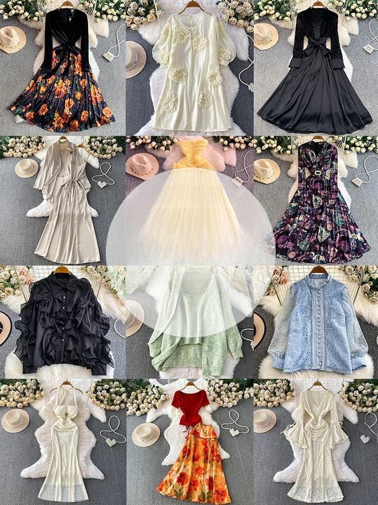 Elegant Fish Tail Long Dress Women's Special Offer Lace Pleated Waist Cinching V Neck Bell Sleeve Dress City Commute Style
