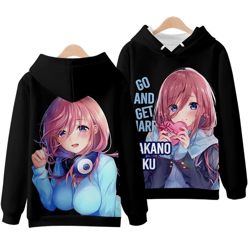 vivi 2025 3D Hoodies The Quintessential Quintuplets Cosplay Hoodie Anime Cool Print Sweatshirt Nakano Miku Tracksuit for Men and