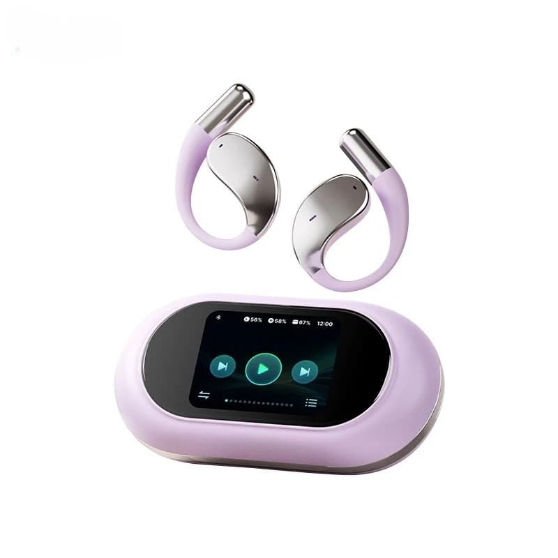 Open-Ear Bluetooth Headphones,Wireless Earbuds with LED Display Charging Case for Standalone Music Playback,60H Playtime,IPX7