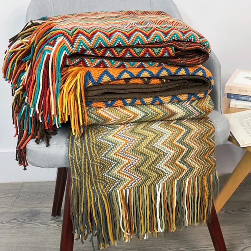2025 Copridivano Coperta Etnica Boemia Griglia Asciugamano lavorato a maglia tinto in filo Letto Parete Boho Decor Fodera Tappetino da picnic da viaggio Tappetino Wh8
