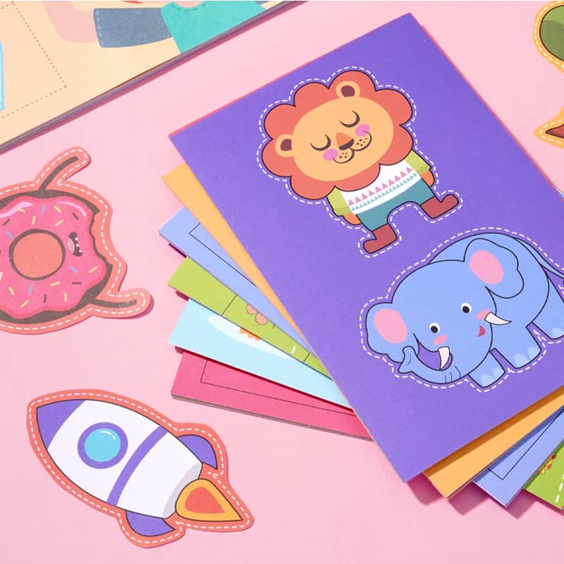 48pcs Paper-Cut Set DIY Paper Skills Activity Cutting Book Kids Crafts Scrapbooking Toys Kits Preschool Child-Safe Scissors