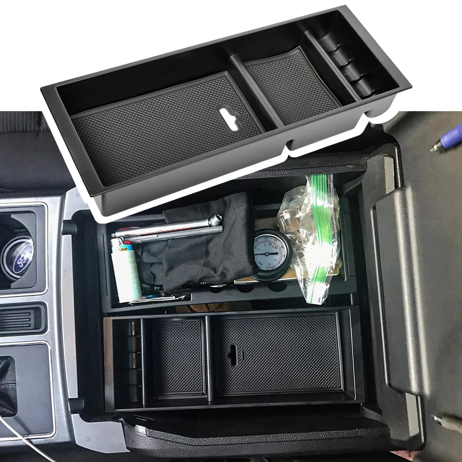 Central console armrest insert Organizer tray container for Ford F150 2015-2020, Ford F250 F350 2017-2022 Supe