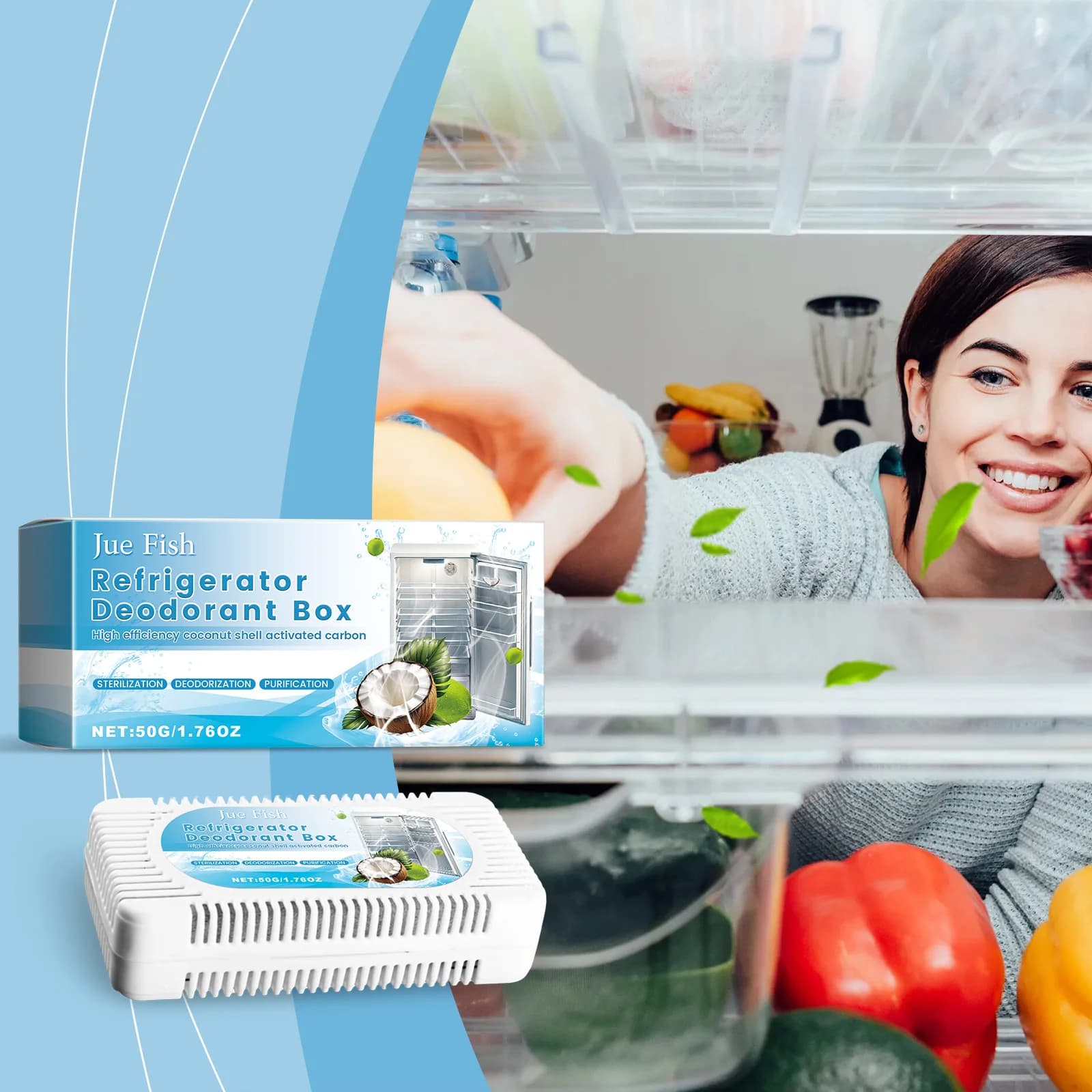 Deodorante per frigorifero, purificatore d'aria, deodorante per frigorifero, prolungatore della durata di conservazione degli alimenti per eliminare gli odori