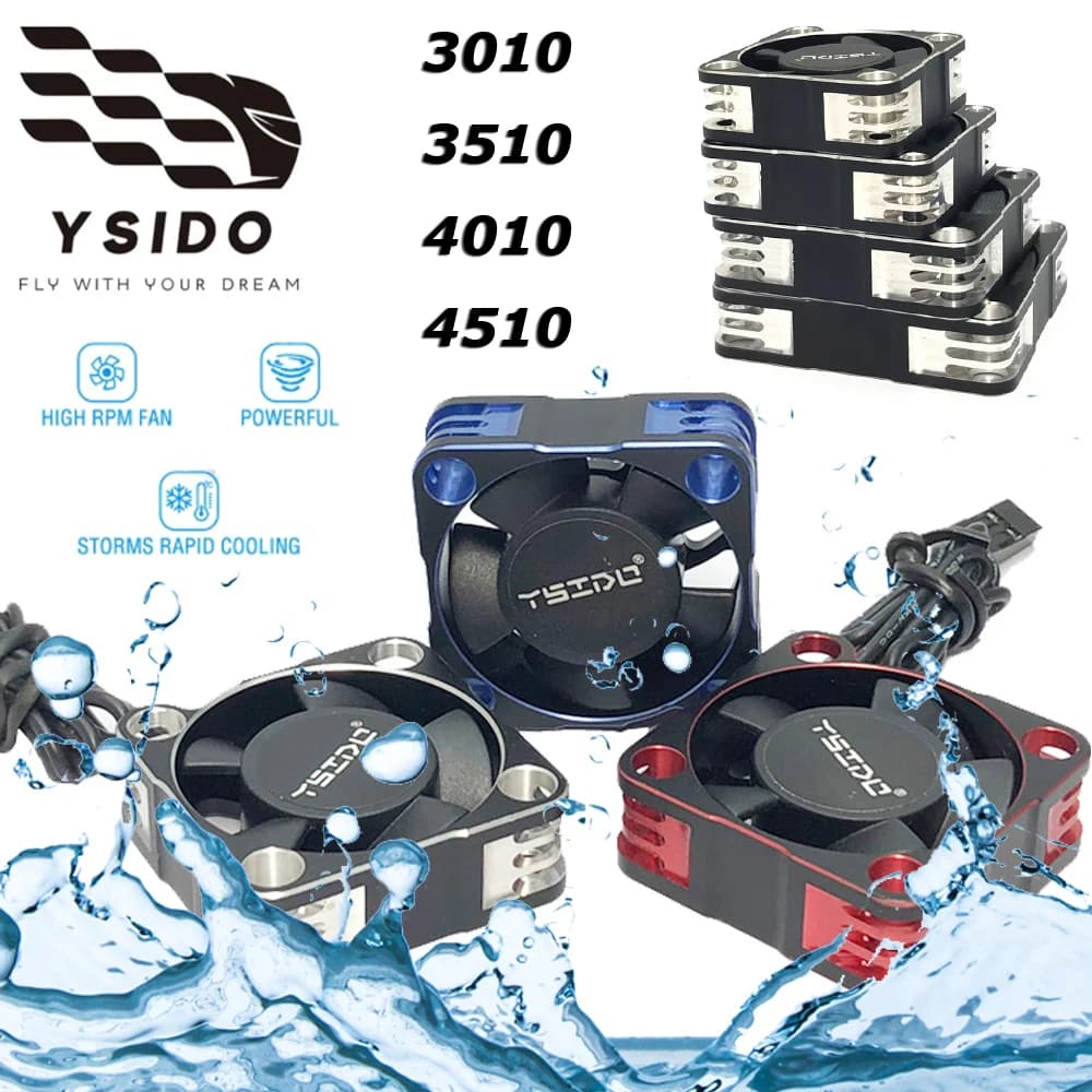 YSIDO Ventola di raffreddamento con dissipazione del calore impermeabile 30/35/40/45mm per ARRMA TRAXXAS AXIAL Hobbywing RC Car Brushless/Spazzolato Motore ESC