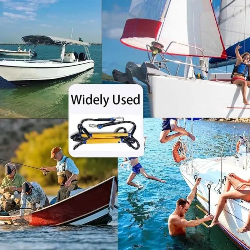 U2JB 5 Step Boat Rope Ladder Portable Marine Boarding Rope Ladder for Inflatable Boat