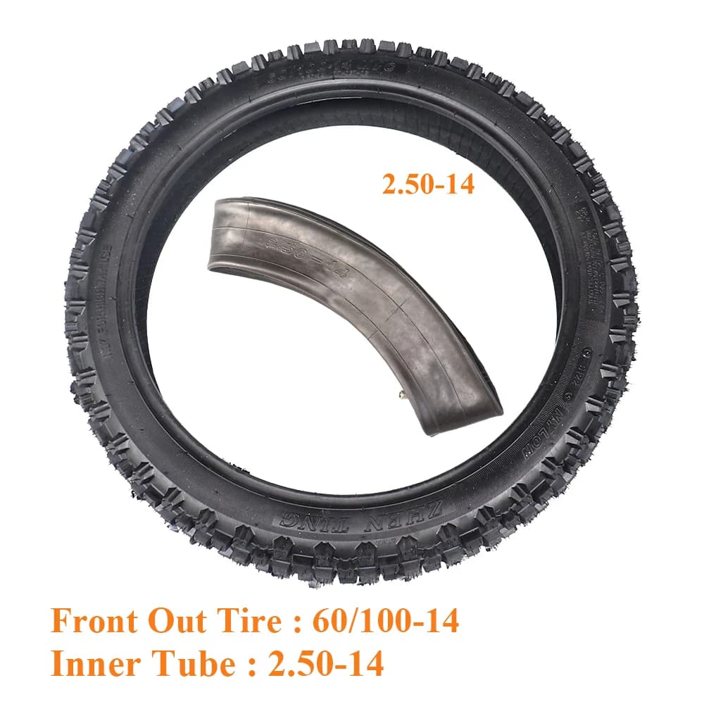 Pneumatico fuoristrada 60/100/70-14 con camera d'aria 2.50/70-14 per Dirt Pit Bike Motocross fuoristrada moto ruota anteriore da 14 pollici