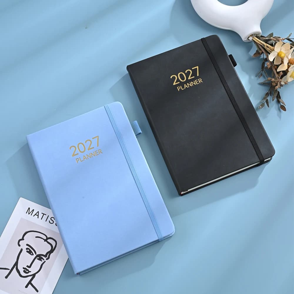 2027 A5 Planner Notebook 180 Sheets 360 Pages Thick Paper Elastic Band Closure Agenda Schedule Diary for Office Home Work