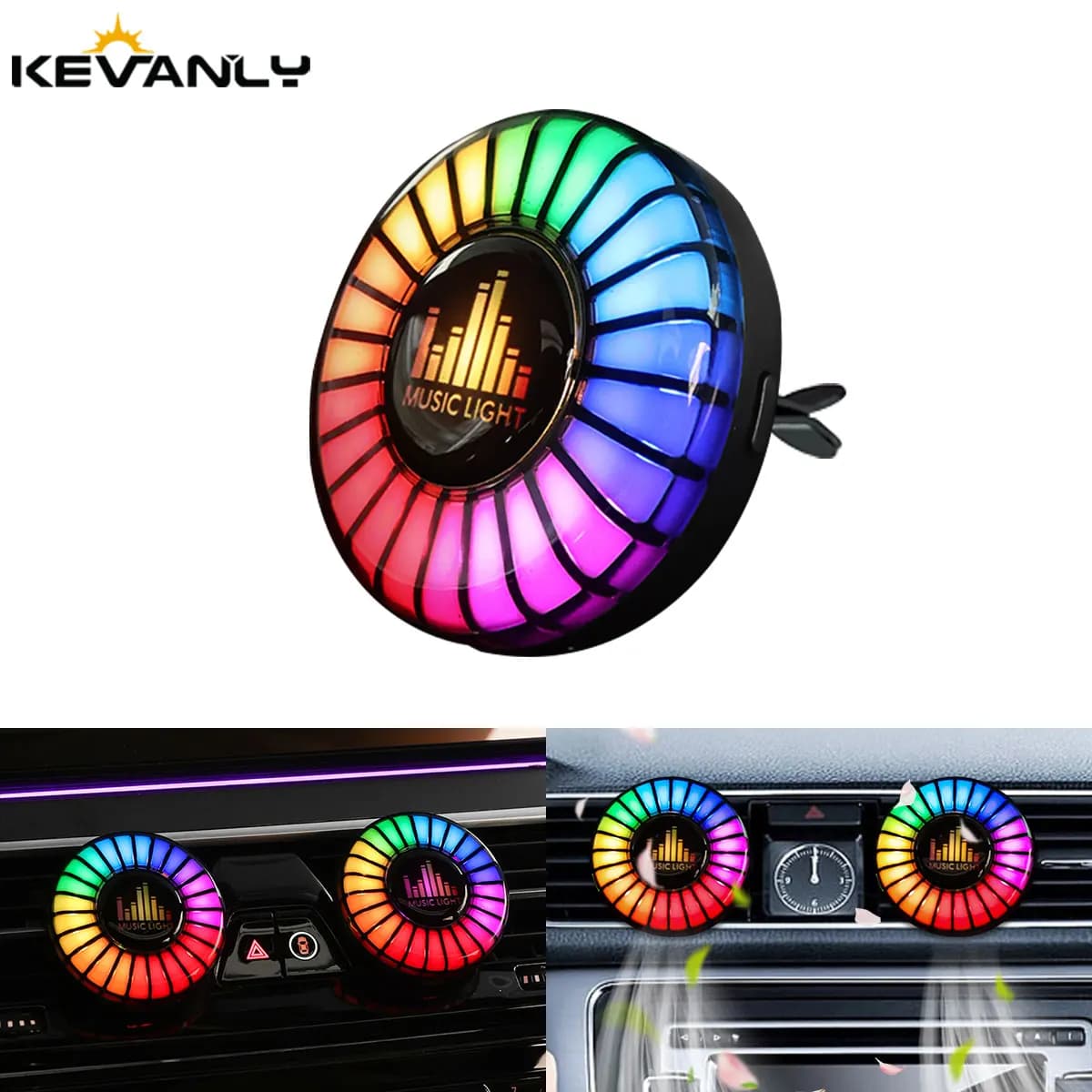 Lampada Ritmica per Auto, Deodorante per Bocchette d'Aria D2, Luce Audio a Colori Cangianti per Veicoli, Controllo App, Luce Atmosfera Musicale