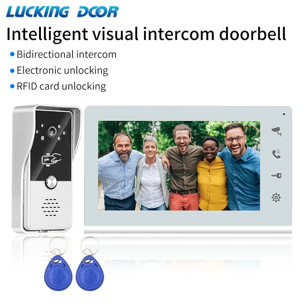 Videocitofono cablato intelligente per telefono da esterno di casa con schermo Monitor da 7 pollici campanello stradale pannello di chiamata RFID serratura elettrica