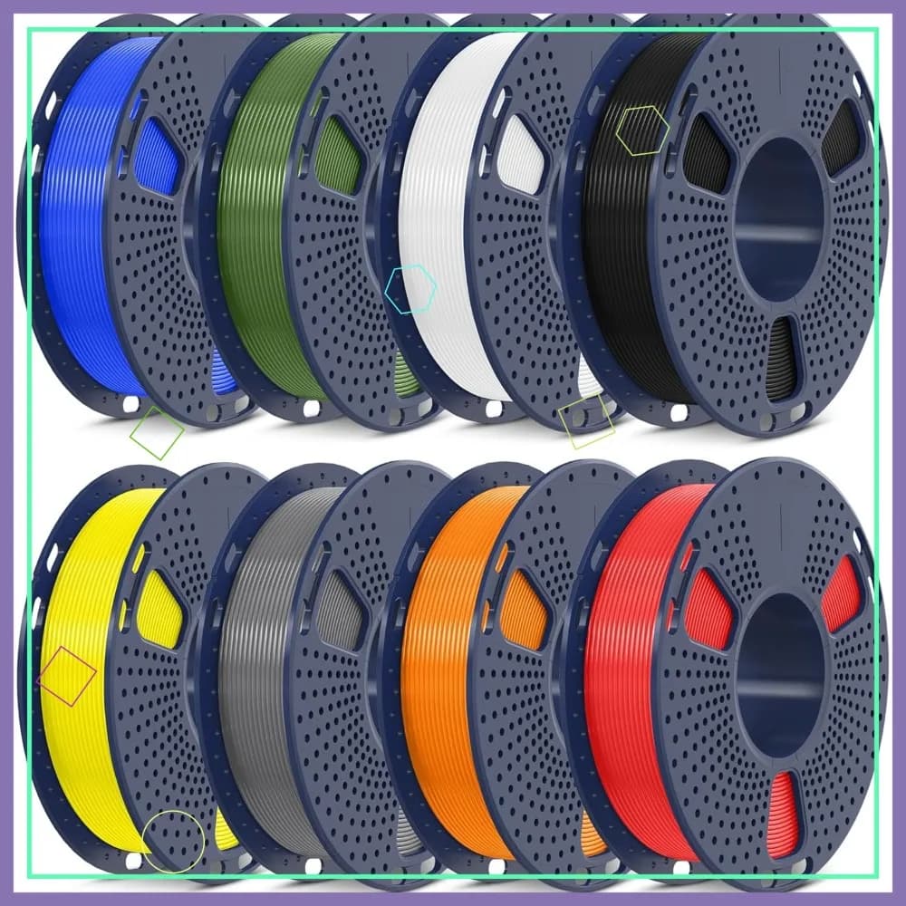 Filamento PLA+ 2.0 per Stampante 3D, Set di 8 Colori, 1.75mm, 0.25kg Ciascuno, 2kg Totali
