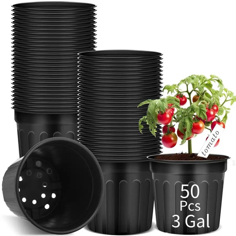 50 Pieces Vase for Plants from 3 Gallons, Plastic Vases Flexible for Flowers and Semenzai with Draining Hole, Semi Germination Pots