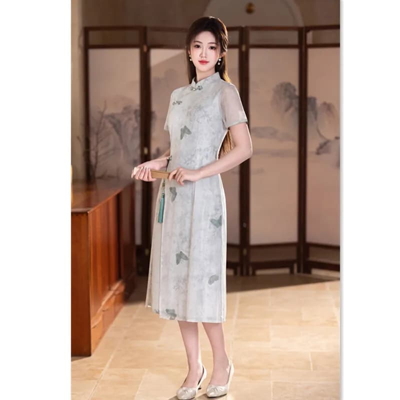 Abito Xiaoaodiqipao Moderno e Alla Moda, Versione Ampia, Nuovo Stile Primavera Estate 2026, Stile Cinese Migliorato, per Uso Quotidiano, con Gonna Ampia