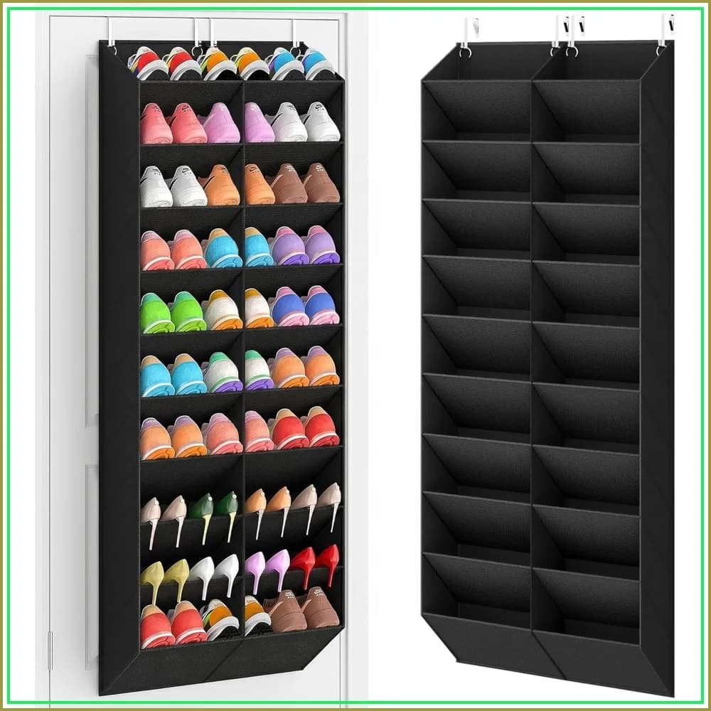 20-30 Pairs Over the Door Shoe Organizer, Breathable Hanging Storage for Closet, 10-Tier Door Rack, Fits Sneakers, Boots, Heels, Black